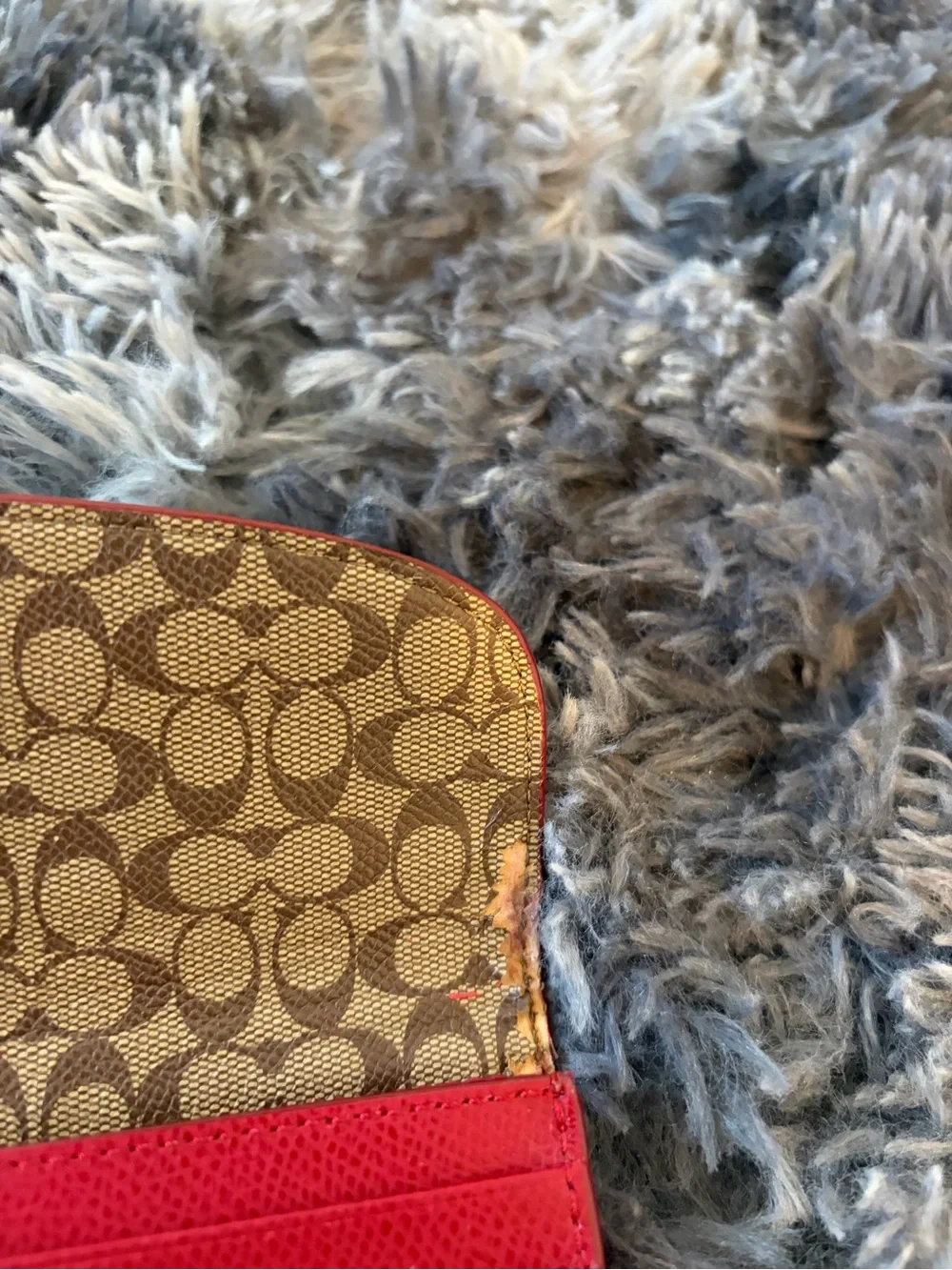 Coach Red Pebbled Leather Slim Envelope Wallet Signature C Inner Flap